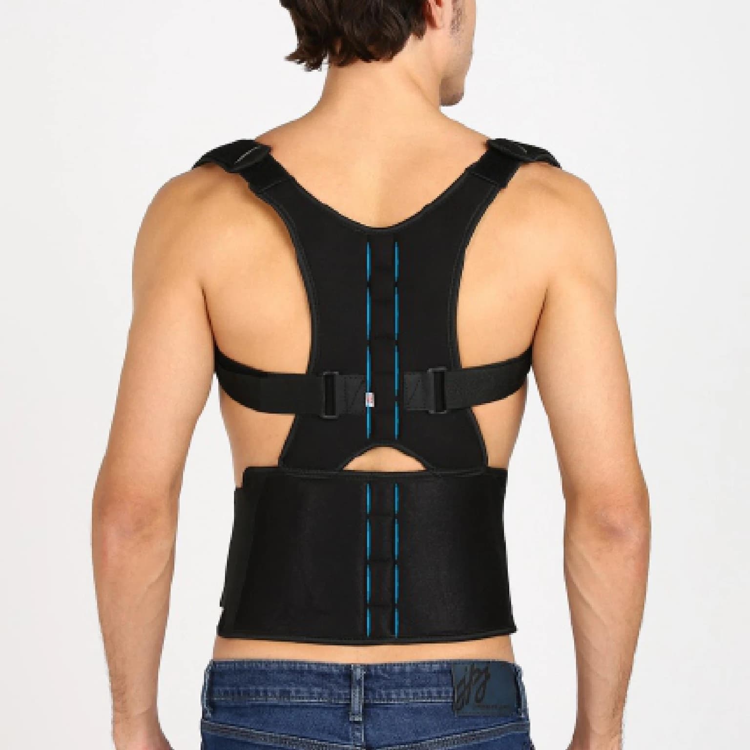 Posture corrector belt worn under clothing — discreet back support for office posture improvement