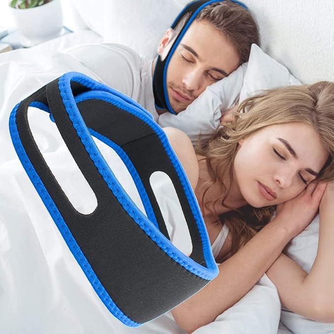 Anti-snoring chin strap for better sleep โ breathable jaw support belt worn on face